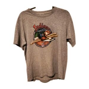 VINTAGE 1990s Cleveland Indians Gray Tee Shirt Cotton Size Small Baseball MLB